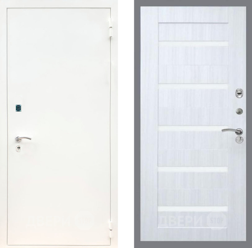 Входная металлическая Дверь Рекс (REX) 1А Белая шагрень СБ-14 стекло белое Сандал белый в Лыткарино