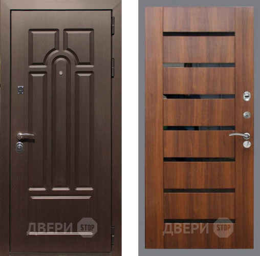 Входная металлическая Дверь Рекс (REX) Эврика СБ-14 стекло черное Орех бренди в Лыткарино