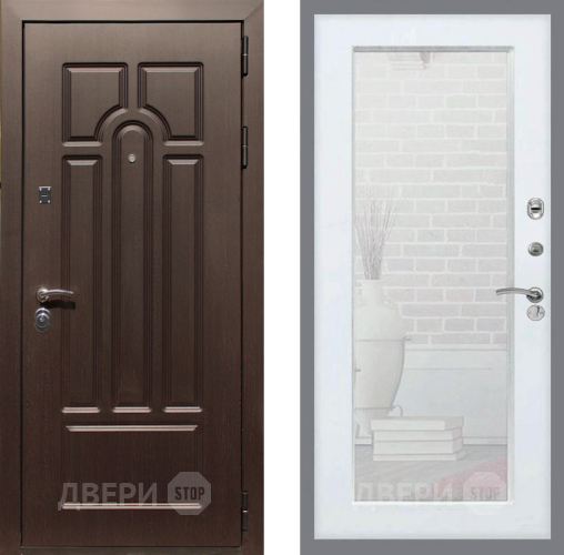 Входная металлическая Дверь Рекс (REX) Эврика Зеркало Пастораль Силк Сноу в Лыткарино