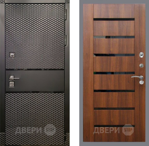 Входная металлическая Дверь Рекс (REX) 15 Черный Кварц СБ-14 стекло черное Орех бренди в Лыткарино