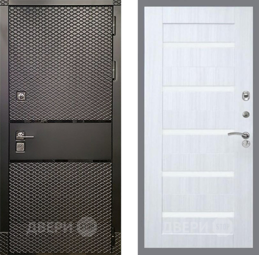Входная металлическая Дверь Рекс (REX) 15 Черный Кварц СБ-14 стекло белое Сандал белый в Лыткарино
