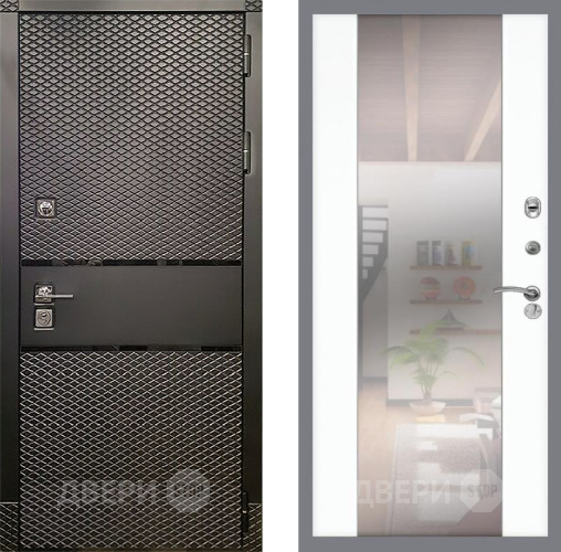 Входная металлическая Дверь Рекс (REX) 15 Черный Кварц СБ-16 Зеркало Силк Сноу в Лыткарино