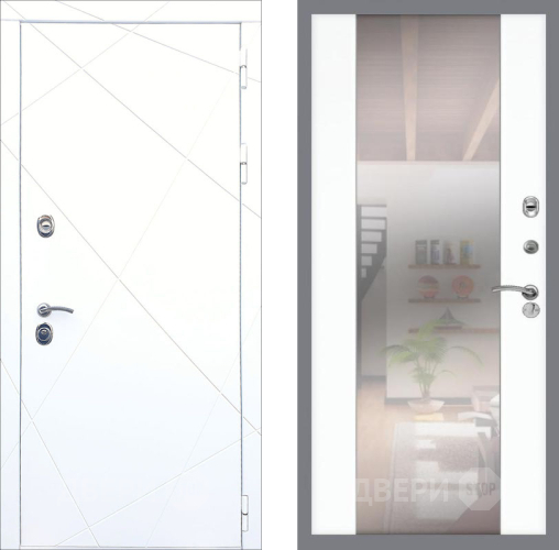 Входная металлическая Дверь Рекс (REX) 13 Силк Сноу СБ-16 Зеркало Силк Сноу в Лыткарино