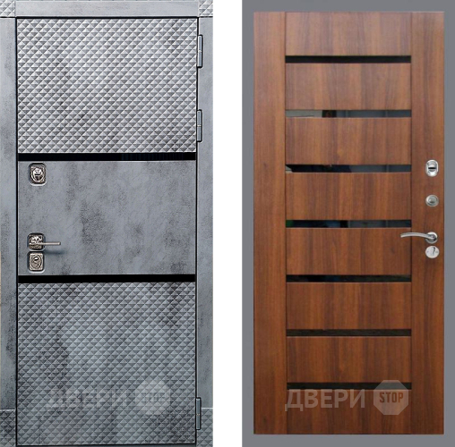 Входная металлическая Дверь Рекс (REX) 15 Бетон Темный СБ-14 стекло черное Орех бренди в Лыткарино