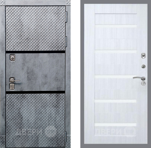 Дверь Рекс (REX) 15 Бетон Темный СБ-14 стекло белое Сандал белый в Лыткарино