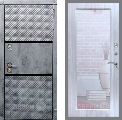 Входная металлическая Дверь Рекс (REX) 15 Бетон Темный Зеркало Пастораль Сандал белый в Лыткарино