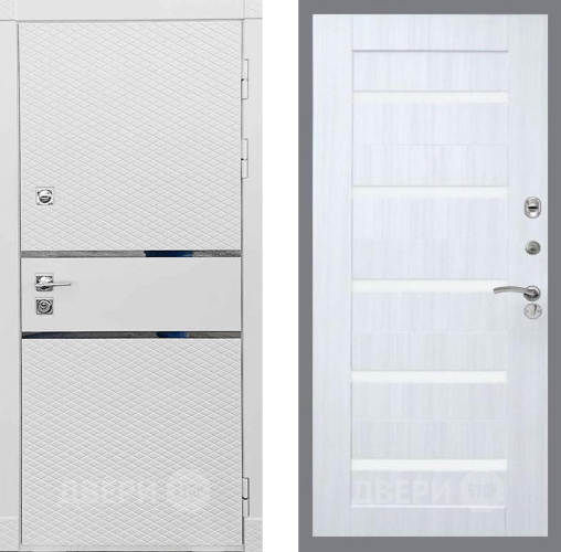 Входная металлическая Дверь Рекс (REX) 15 Силк Сноу СБ-14 стекло белое Сандал белый в Лыткарино