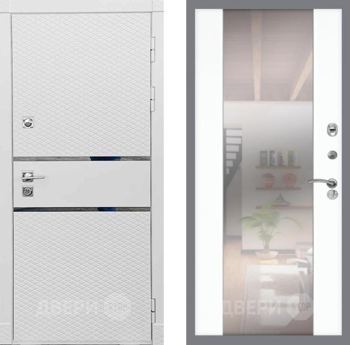 Входная металлическая Дверь Рекс (REX) 15 Силк Сноу СБ-16 Зеркало Силк Сноу в Лыткарино