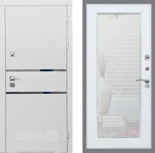 Входная металлическая Дверь Рекс (REX) 15 Силк Сноу Зеркало Пастораль Белый ясень в Лыткарино