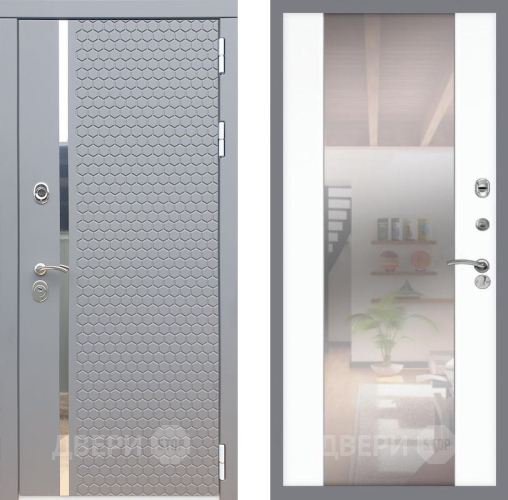 Входная металлическая Дверь Рекс (REX) 24 СБ-16 Зеркало Силк Сноу в Лыткарино