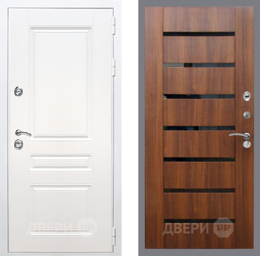 Входная металлическая Дверь Рекс (REX) Премиум-н Силк Сноу СБ-14 стекло черное Орех бренди в Лыткарино