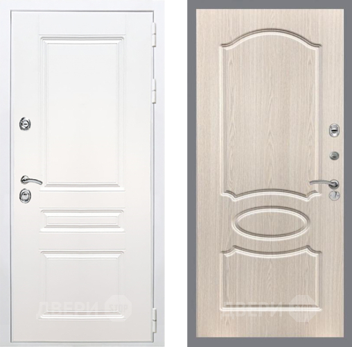 Входная металлическая Дверь Рекс (REX) Премиум-н Силк Сноу FL-128 Беленый дуб в Лыткарино