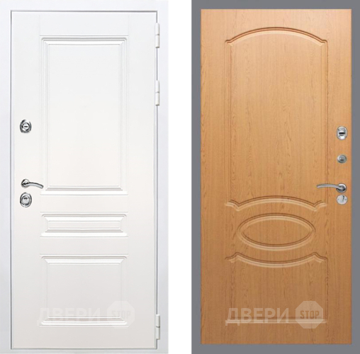 Входная металлическая Дверь Рекс (REX) Премиум-н Силк Сноу FL-128 Дуб в Лыткарино