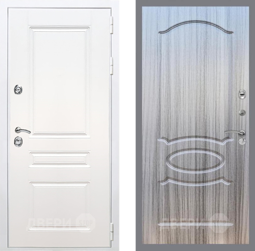 Входная металлическая Дверь Рекс (REX) Премиум-н Силк Сноу FL-128 Сандал грей в Лыткарино