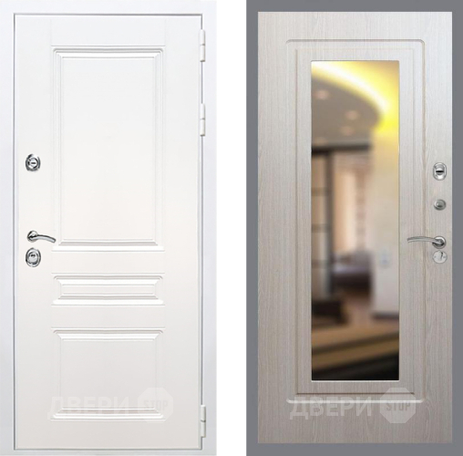 Входная металлическая Дверь Рекс (REX) Премиум-н Силк Сноу FLZ-120 Беленый дуб в Лыткарино