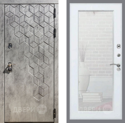 Входная металлическая Дверь Рекс (REX) 23 Зеркало Пастораль Силк Сноу в Лыткарино